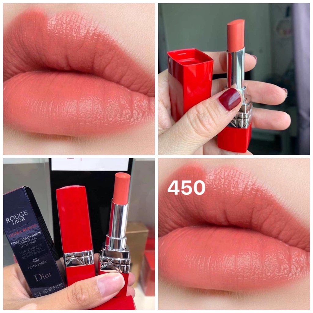(mẫu mới 2022) Son Dior số 450 màu hồng cam Ultra Rouge Ultral Lively
