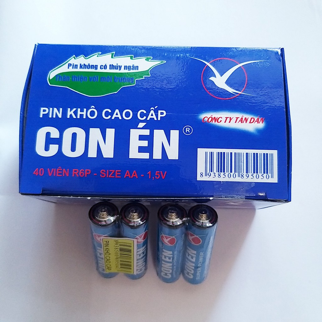 Pin tiểu AA Hộp 40 viên pin khô cao cấp Con én màu xanh