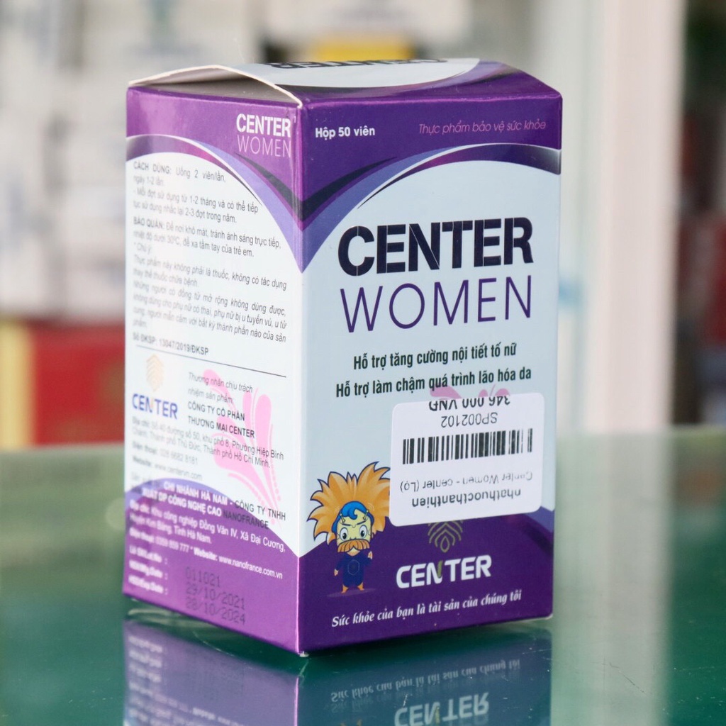 Center Women – Hỗ trợ Giảm nám da, ngăn ngừa lão hóa, tăng sinh lý Nữ (Hộp 50 viên)