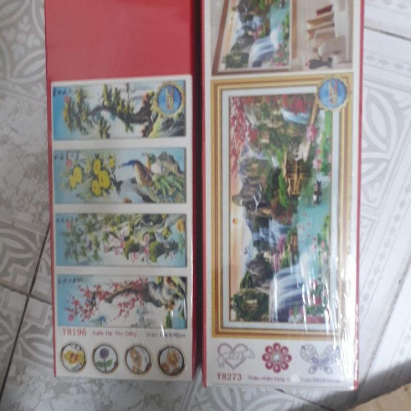2 bức tranh đính đá phong cảnh
