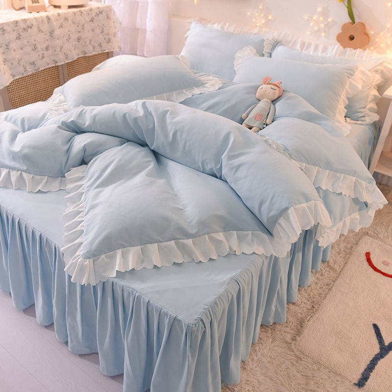 gối Bộ đồ giường học sinh bốn mảnh phong cách công chúa Ga trải giường