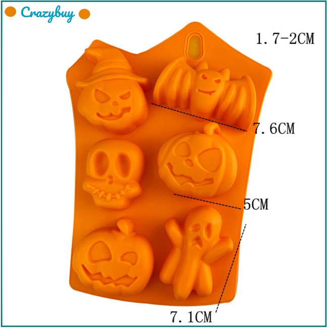 (Shop Crazy) Khuôn Silicone Làm Bánh Kẹo 6 Ô Hình Halloween