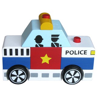 Lắp ráp xe cảnh sát đồ chơi gỗ Winwintoys