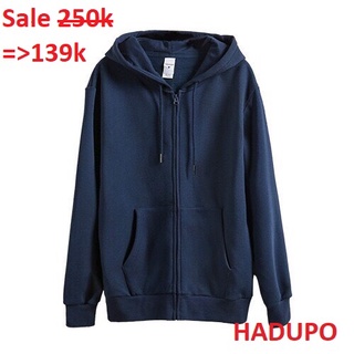 Áo khoác nỉ, áo hoodie chất nỉ cotton dầy dặn màu đen trơn