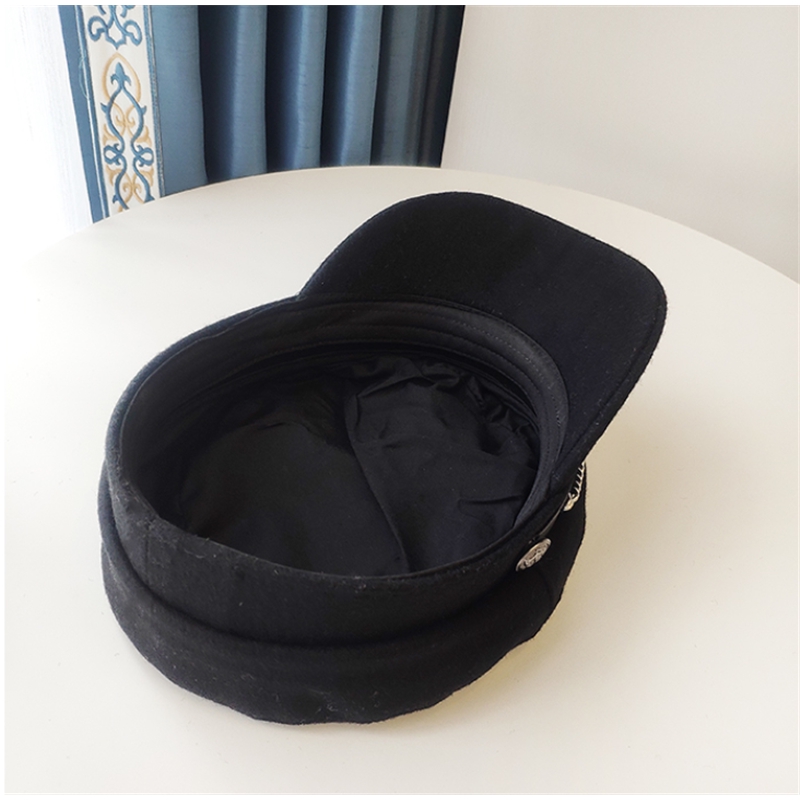 Mũ Beret Vải Len Phối Dây Xích Phong Cách Hàn Quốc Thời Trang Thu Đông Cho Nữ