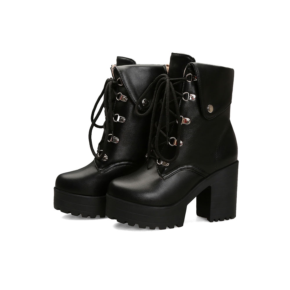 Giày bốt IELGY gót dày cao 9cm mũi tròn chống trượt màu sắc thời trang cho nữ