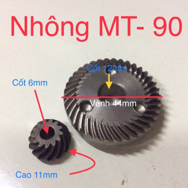 Bộ nhông máy mài 1t MT90 cốt nhông lớn 12mm nhông nhỏ 6mm