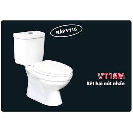 Bồn cầu 2 khối Viglacera VT18M hai nhấn nắp thường - hàng chính hãng