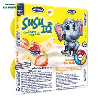 Combo 2 Vỉ Sữa Chua Ăn Susu Iq Loại Dâu Chuối - Vỉ 4 Hộp X 80G - Nhanhomart