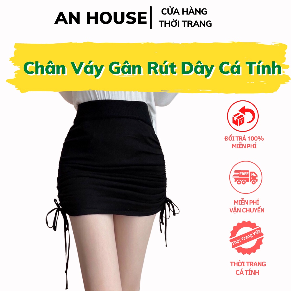 Chân Váy Rút Dây🌺An House🌺 Chân Váy Gân Rút Dây Cá Tính Hót Hít Màu Đen, Xám, Nude AB29