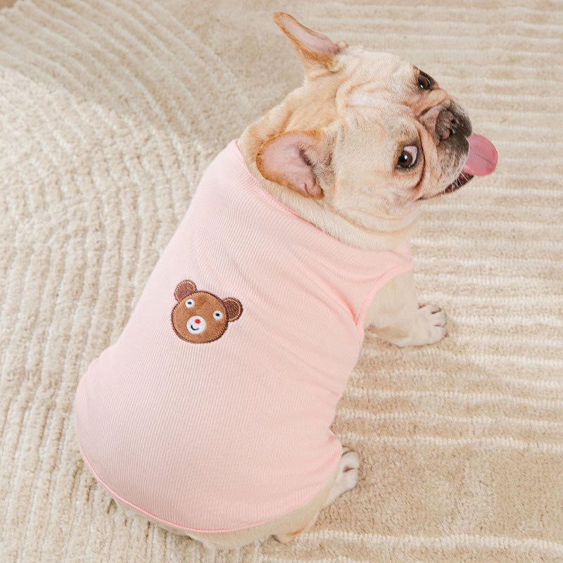 áo thun gân thêu hình gấu cho chó mèo