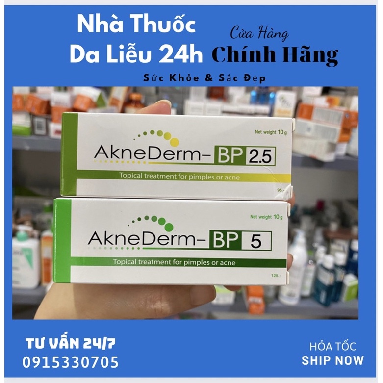 Aknederm BP5% 2,5% - Kem hỗ trợ giảm mụn 10g