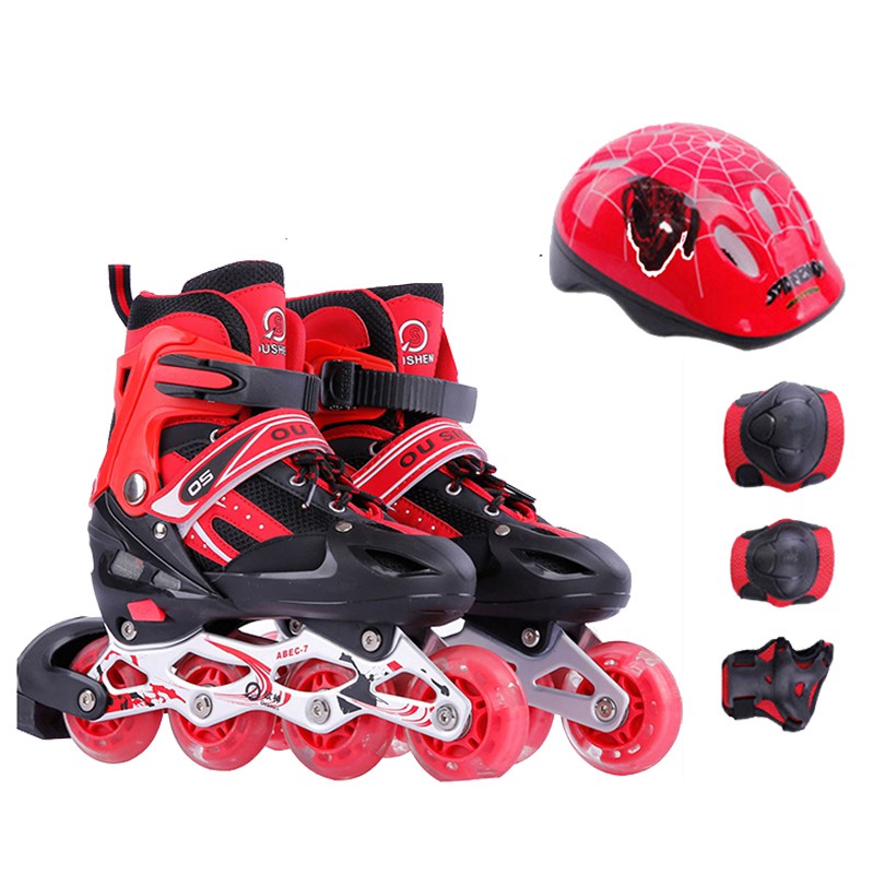 Combo Giày trượt patin thể thao cao cấp có đèn led + full phụ kiện cho bé vui chơi an toàn (giày +mũ+đồ bảo hộ chân,tay)