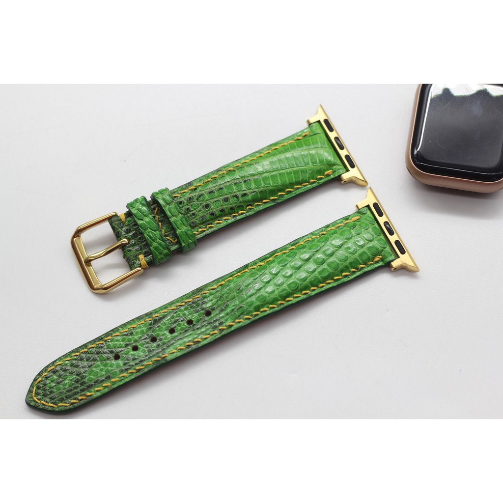 [CAO CẤP] Dây Apple Watch, dây da Kỳ Đà dành cho apple watch size 38/40/42/44 nhiều màu Phối CHỈ TRẮNG, bh 6 tháng