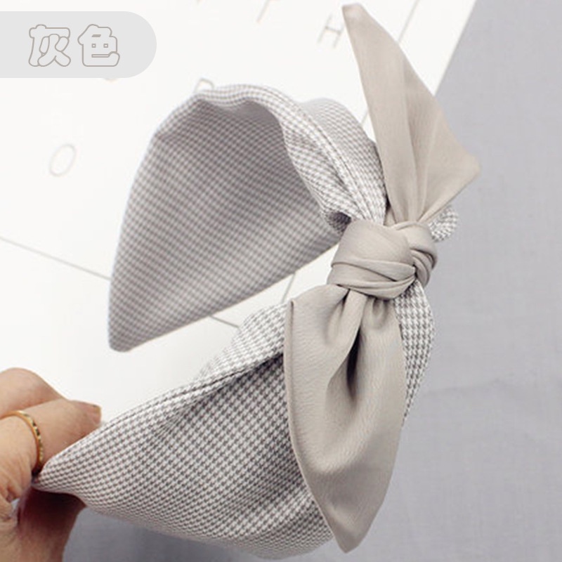 Cài tóc bản rộng thắt nơ họa tiết sọc caro phong cách hàn quốc thời trang thanh lịch cho nữ