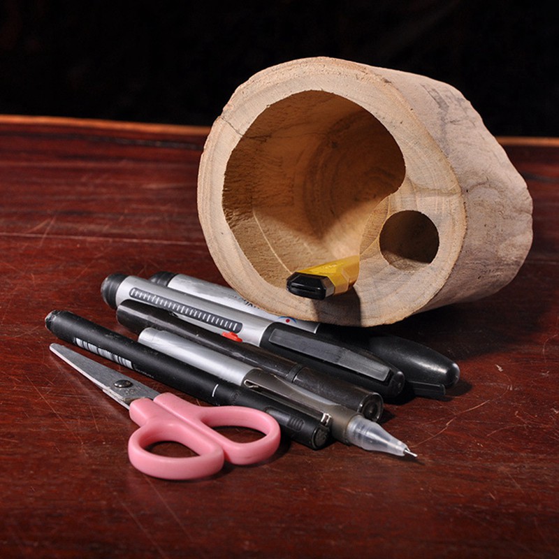 Khay đựng bút thiết kế hình thân gỗ cứng cáp thích hợp cho văn phòng