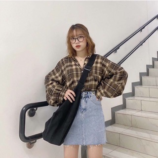 Áo Sơ Mi Kẻ Form Rộng (Hàng quảng châu)