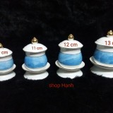 Chung nước thờ cúng đá xanh có đĩa riêng (4 size)