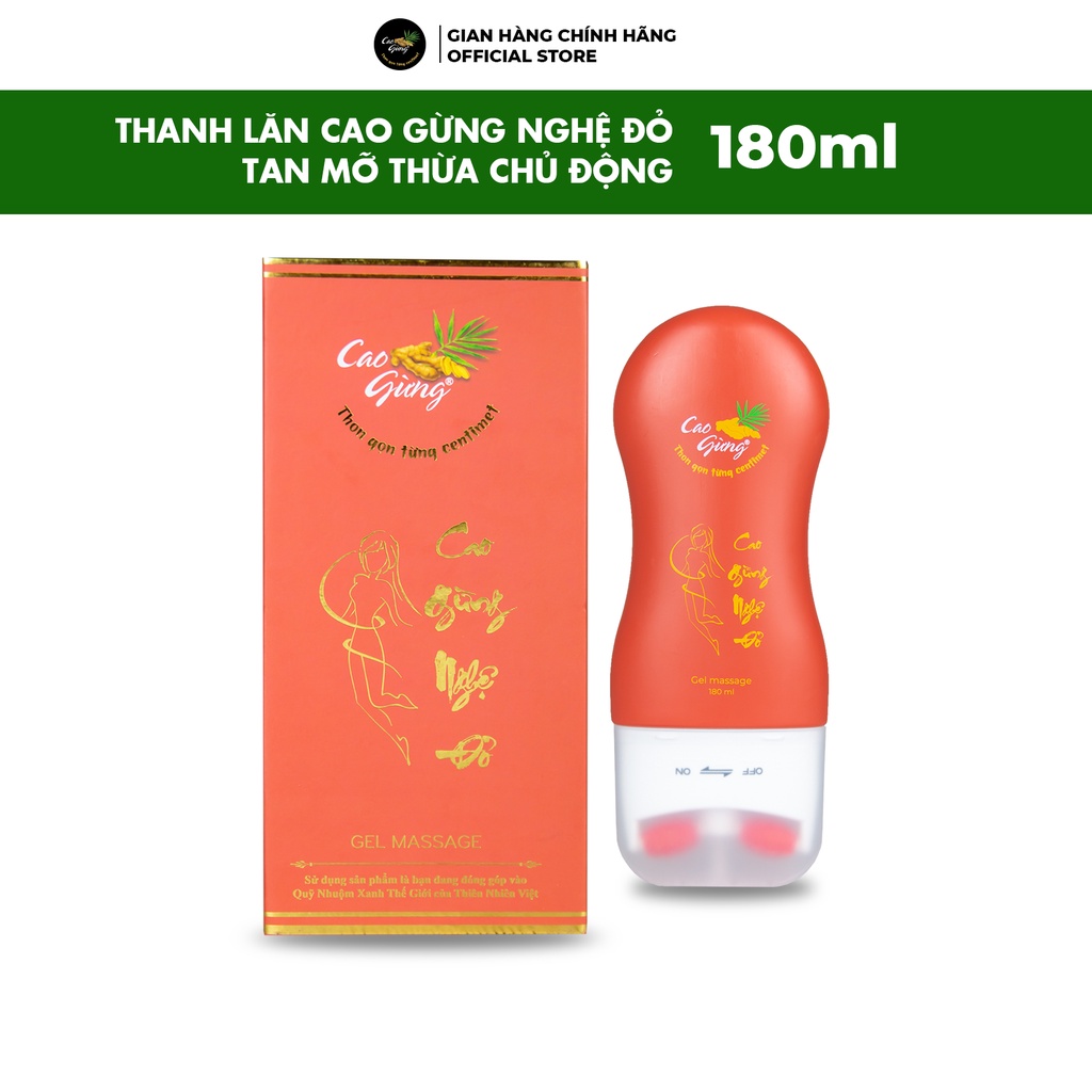 Thanh Lăn Cao Gừng Nghệ Đỏ Tan Mỡ Thừa Chủ Động Cùng Vùng Eo, Đùi, Bắp Tay, Bắp Chân, Nọng Cằm Dung Tích 180ml