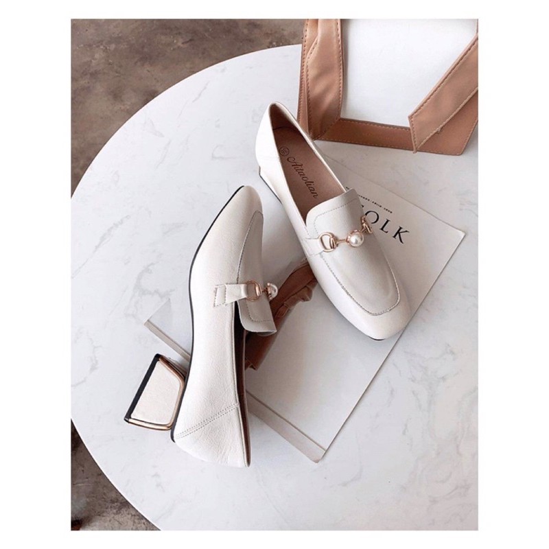 GIÀY LOAFER GÓT VUÔNG 5P ĐÍNH NGỌC