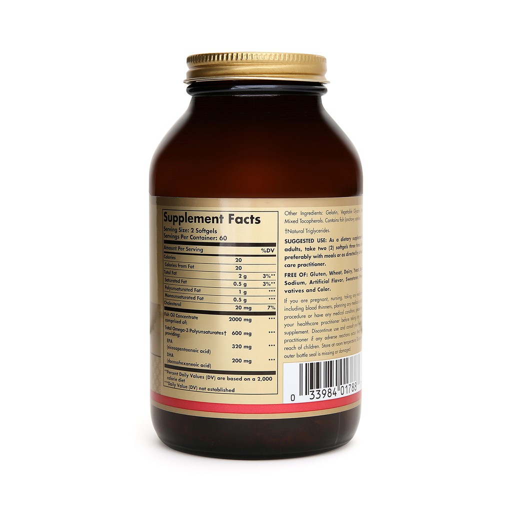 [NHẬP KHẨU USA CHÍNH HÃNG] Dầu cá hỗ trợ sức khỏe tim mạch, đẹp da Solgar Omega-3 Concentrate 120 viên | BigBuy360 - bigbuy360.vn