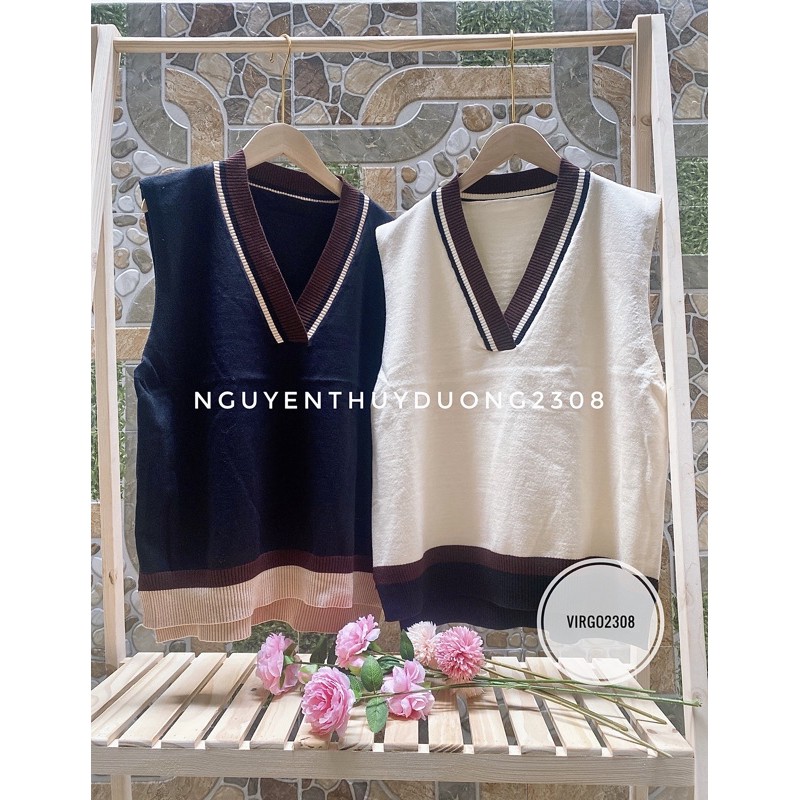 [Ảnh thật/Sẵn]Áo gile len viền xẻ vạt phong cách Ulzzang | BigBuy360 - bigbuy360.vn