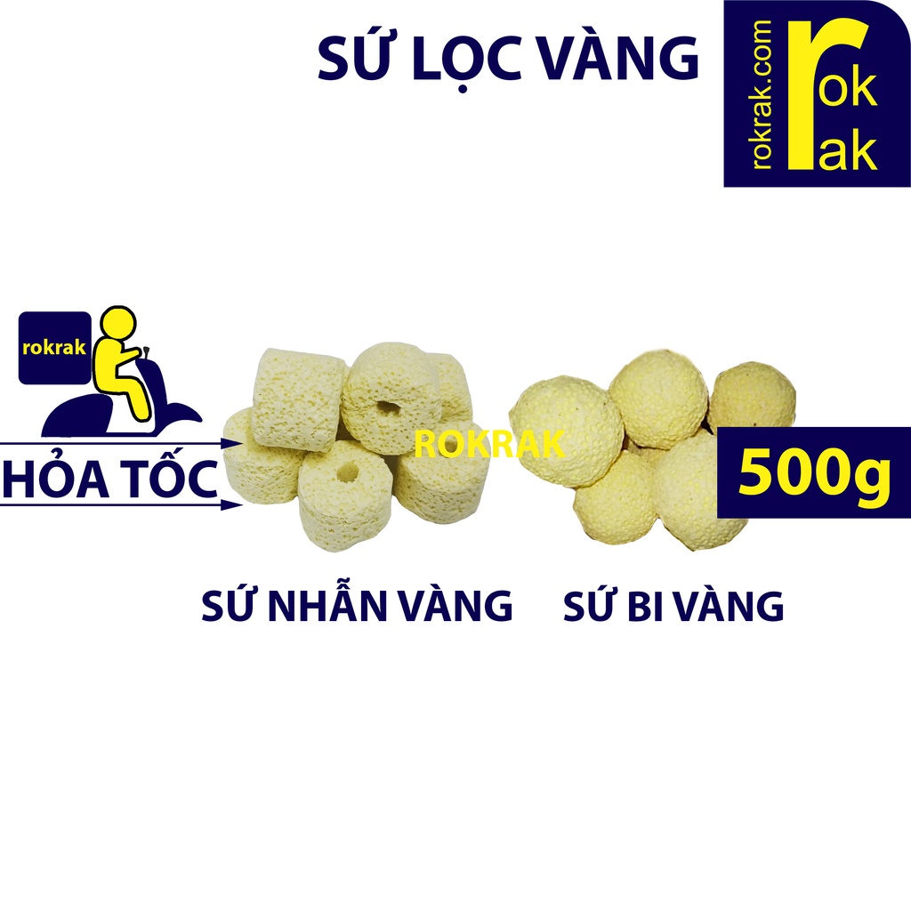 Sứ lọc SỨ BI VÀNG nhẫn vàng BI MÈ 500g cho Hồ cá và Bể thủy sinh