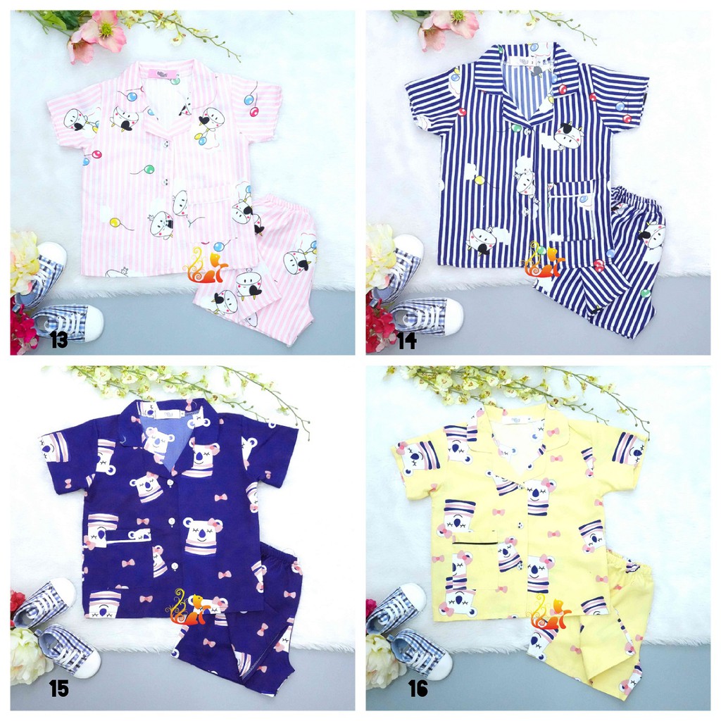 Size số 4 - Bộ Đồ Mặc Nhà &quot;Quần Đùi&quot; Pijama Kate Thái - Cho Bé 13 - 17kg. Từ 2 tuổi - 4 tuổi(Phần 1)