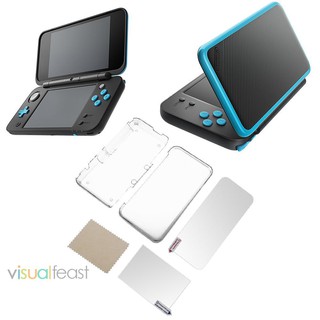 Vỏ bảo vệ trong suốt + film dán màn hình cho Nintendo 2DS XL