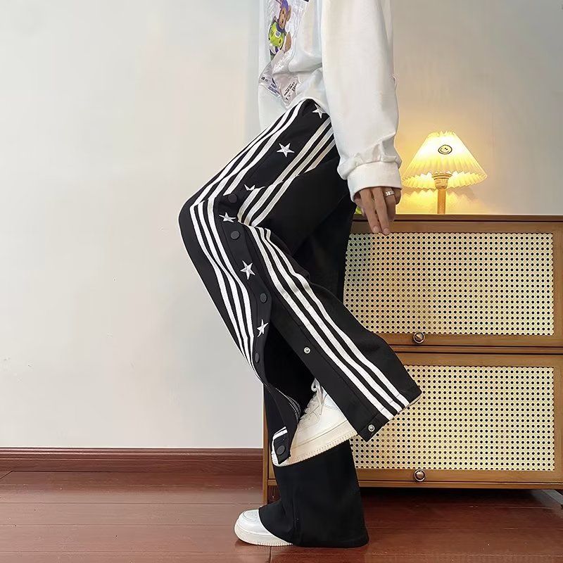 Quần ống rộng Họa Tiết Kẻ Sọc Thời Trang Phong Cách Hàn Quốc Cho Nam / Nữ