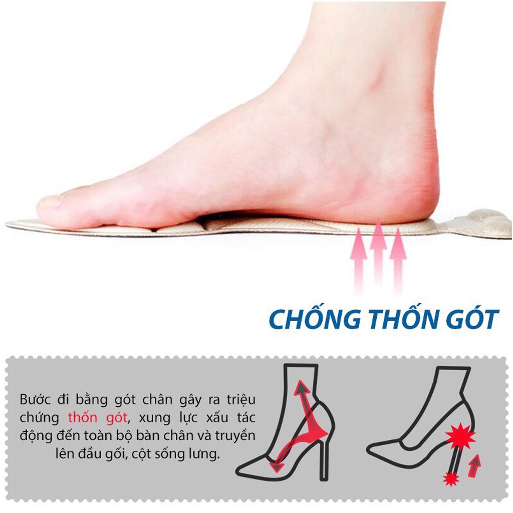 Miếng lót giày làm giảm áp lực lên bàn chân, êm chân, thoáng khí, giảm size cho giày bị rộng LG06
