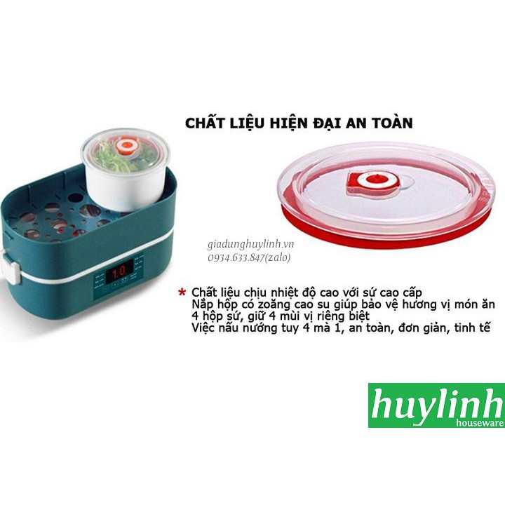 Hộp cơm hâm nóng thông minh Song Anh - 4 ngăn sứ 2 lít [Green Line RW-18]