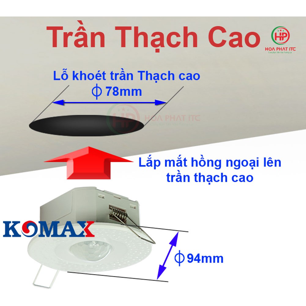 Mắt cảm biến hồng ngoại âm trần Komax KM-S27