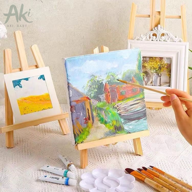 Giá để tranh ảnh bằng gỗ hình tam giác, giá vẽ tranh thích hợp với tranh số hóa 20*20cm/ 20*30cm