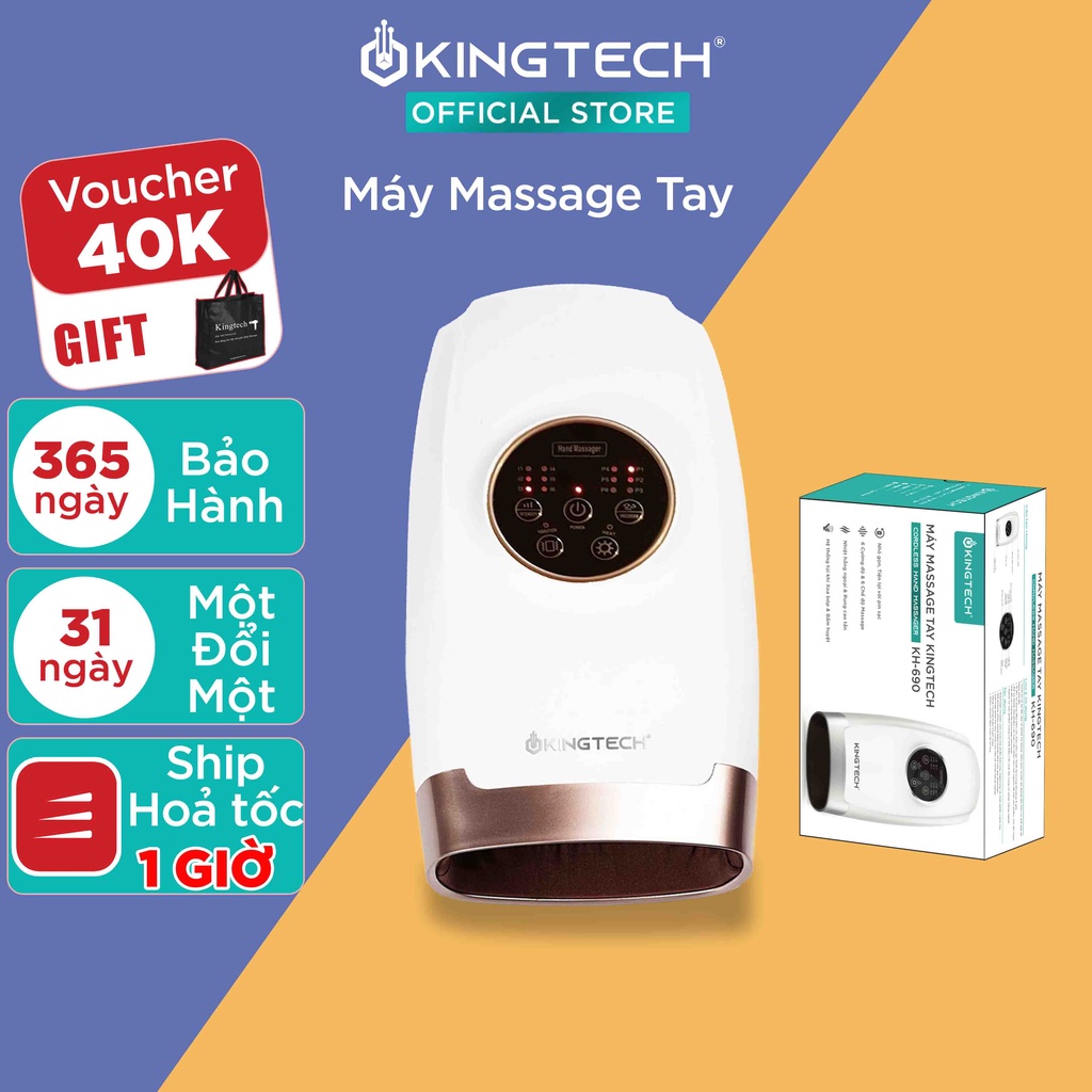 Máy Massage Tay Cao Cấp KINGTECH KH-690 - Mát xa Trị Liệu Tích Hợp Nhiệt, Matxa Vùng Cổ, Mu, Ngón, Lòng Bàn Tay