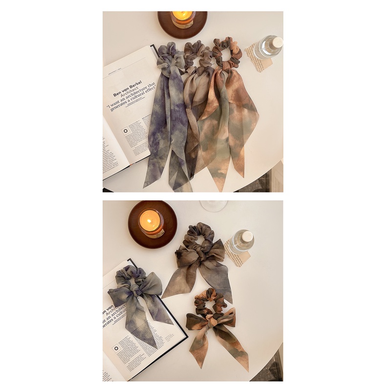 Dây côt tóc vải lụa hoa văn phong cách Hàn Quốc