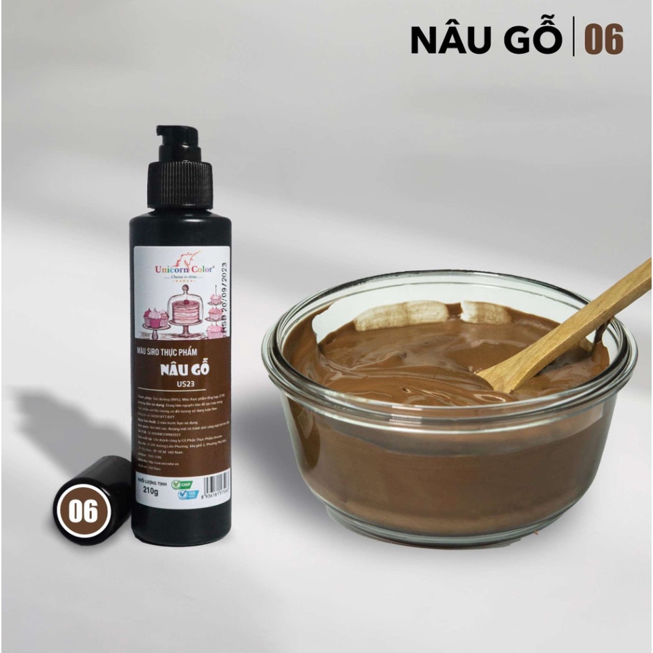 Màu thực phẩm 210g - Tím Nâu Gỗ MS06 (Syrup color Warm Brown) - Unicorn color