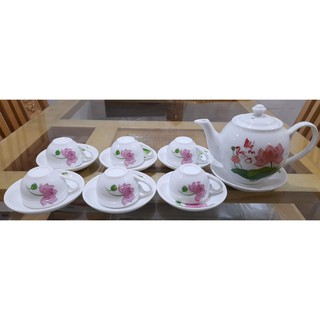 Bộ trà, bộ ấm chén hoa sen hồng, hàng tuyệt đẹp, giá cực rẻ