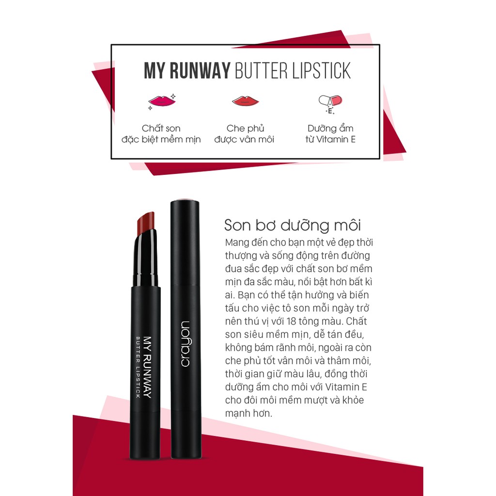 Son bơ lì dưỡng môi ẩm mượt Crayon My Runway Butter Lipstick 1.5g