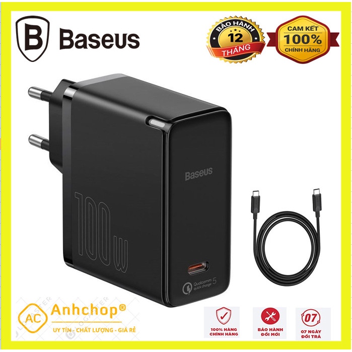 Củ sạc nhanh GaN2 pro Baseus 100W sạc nhanh 4.0 cổng giao diện Type-C dành cho iphone 12 pro max laptop.