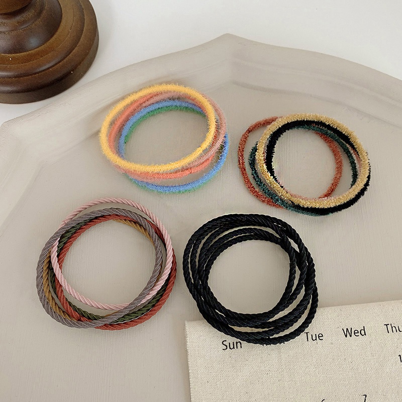 Set 5 Dây Buộc Tóc Màu Sắc Kẹo Ngọt Phong Cách Hàn Quốc Đơn Giản Cho Nữ