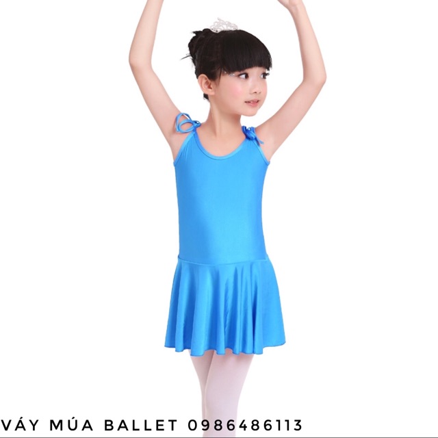 Váy tập múa ballet 2 dây (màu xanh, hồng)