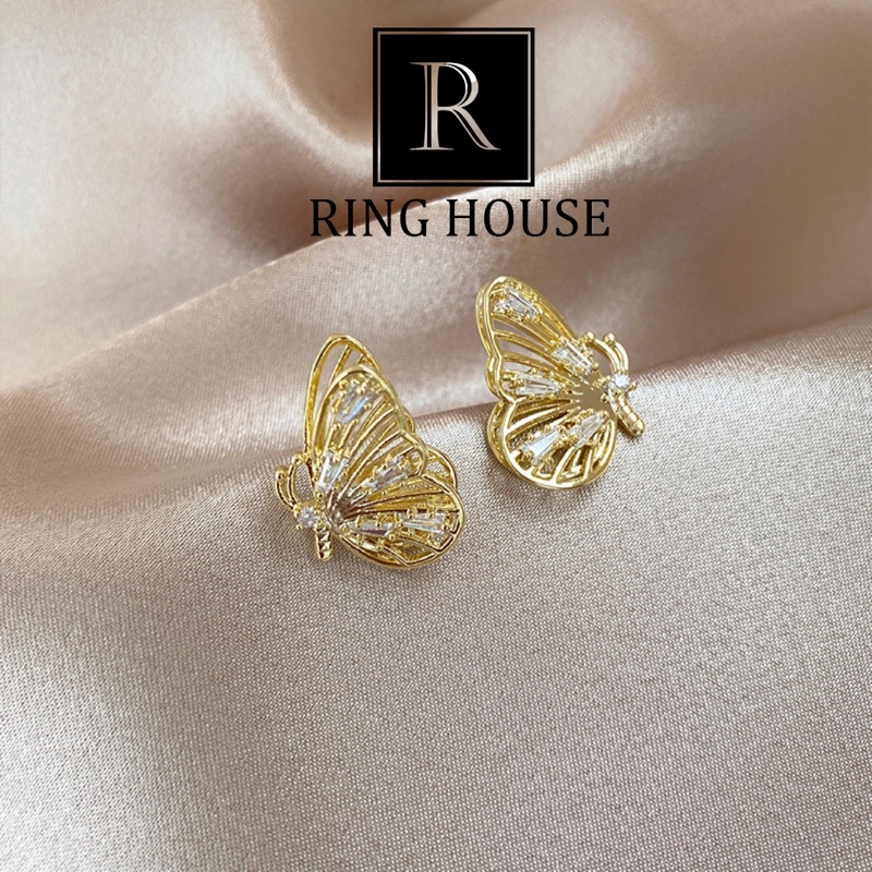 E19 Khuyên Tai Bông Tai Nữ Cánh Bướm Đẹp Ring House