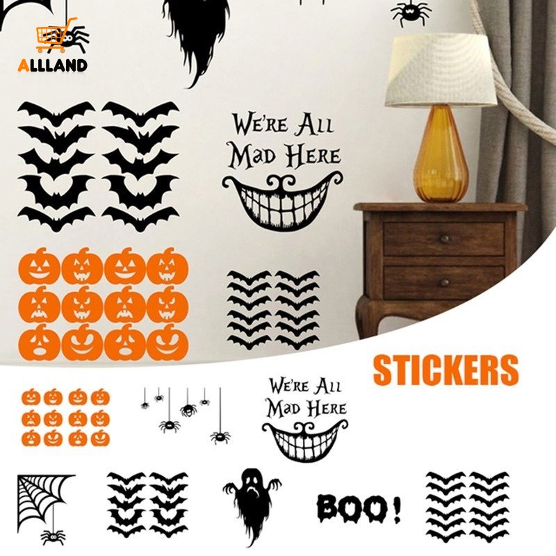 Đề Can Dán Tường / Cửa Sổ Tự Dính Họa Tiết Nhện Nhỏ Đáng Sợ Trang Trí Nhà Cửa / Tiệc Halloween