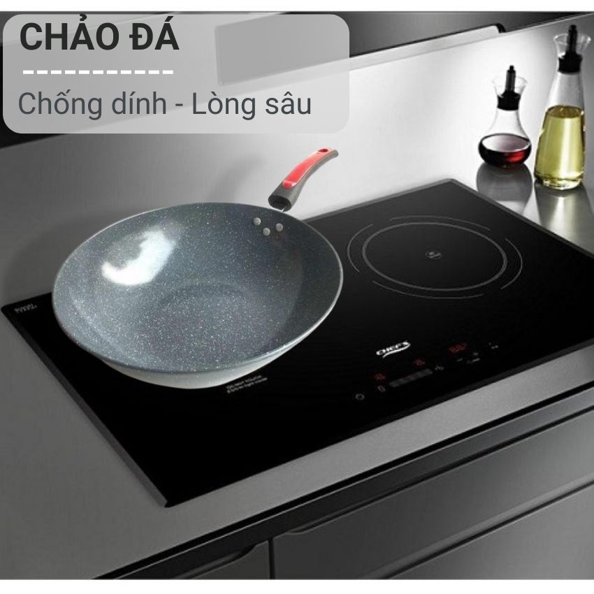 Chảo Chống Dính Vân Đá Ceramic Sâu Lòng Size 32cm không kến bếp giữ nhiệt lâu truyền nhiệt nhanh siêu chống dính Angola