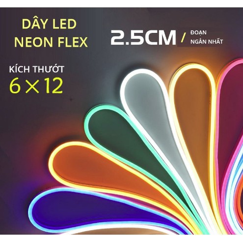 CUỘN 5 MÉT ĐÈN LED NEON 12V DÙNG UỐN HÌNH UỐN CHỮ CHƯA BAO GỒM NGUỒN CHUYỂN ĐỔI