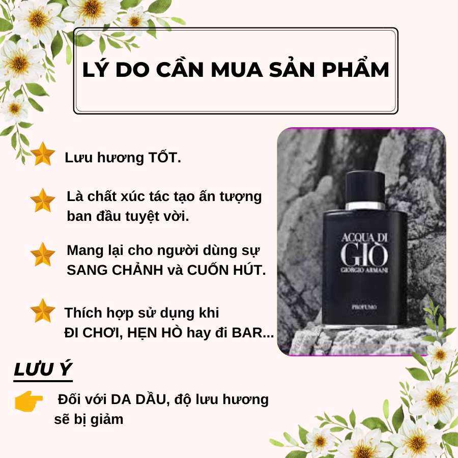 Nước hoa nam Aqua di Giò Đen Profumo 100ml - Hương thơm nam tính mạnh mẽ cuốn hút