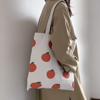 Canvas bag pomelo green tea tomato fried tomato Japanese soft girl cute girl canvas bag in one shoulder sail