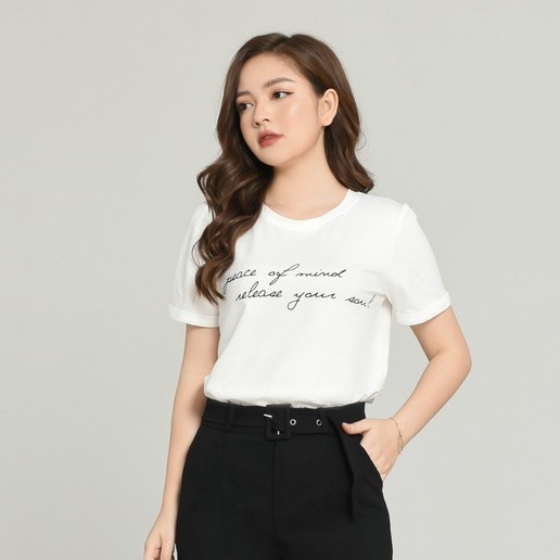 Áo thun nữ cộc tay cổ tròn dáng suông in chữ Homieyl cao cấp, áo phông nữ cotton thoáng mát chất vải đẹp