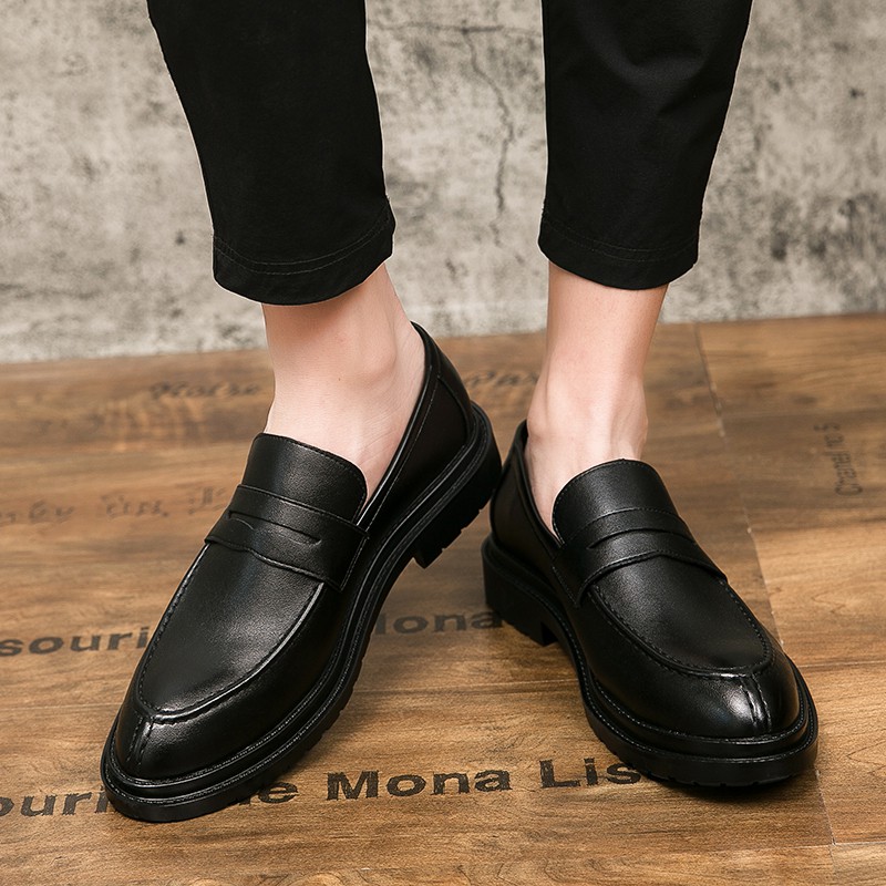 Elegant business style plain leather shoes for men